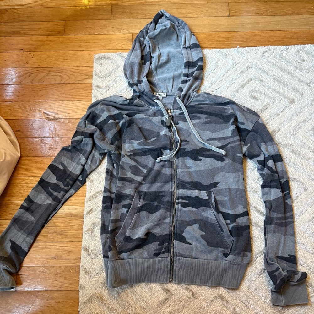 Splendid Camouflage Zip-Up Hoodie